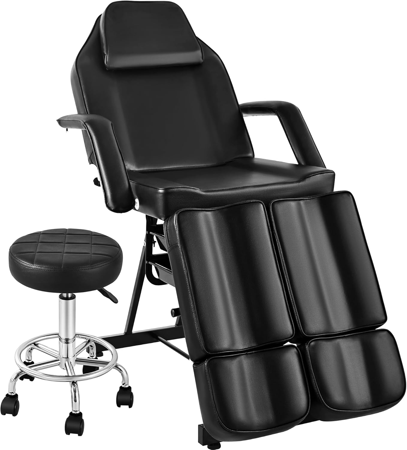 Tattoo Chair with Split Legs & Rolling Stool
