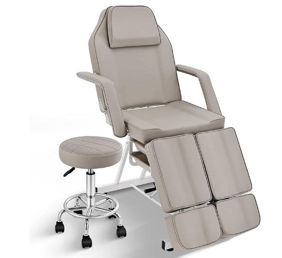 Tattoo Chair with Split Legs & Rolling Stool