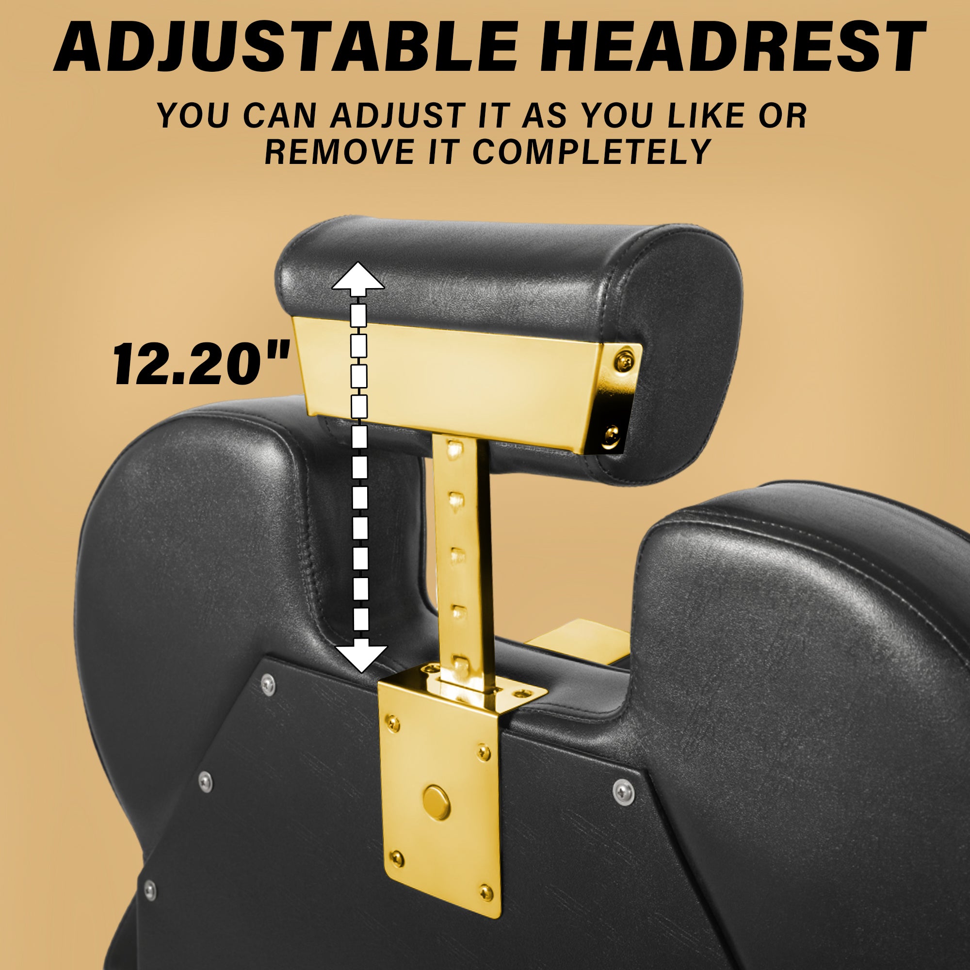 Hydraulic Barber Chair Black & Gold | 360° Swivel Reclining Salon Chair for Barbershop